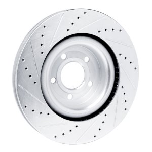 Ford Explorer Brake Rotor (1) - Front Right - R1 Concepts - Drilled & Slotted - Silver - `20-`25